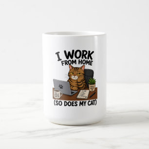 Taza De Café Gato que Trabaja desde Casa 