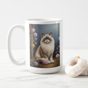 Taza De Café Gato Ragdoll en Ilustracion Mascota fluffy en el j