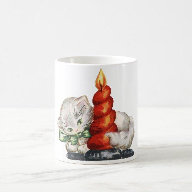 Taza De Café Gato retro del navidad (Centro)