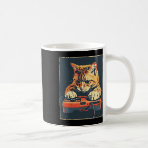 Taza De Café Gato Retro Gamer Con Consola De Juego Divertido Pa