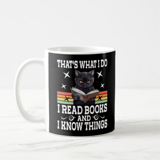 Taza De Café Gato retro Libros El Lector Regalo de Lectura de H (Izquierda)
