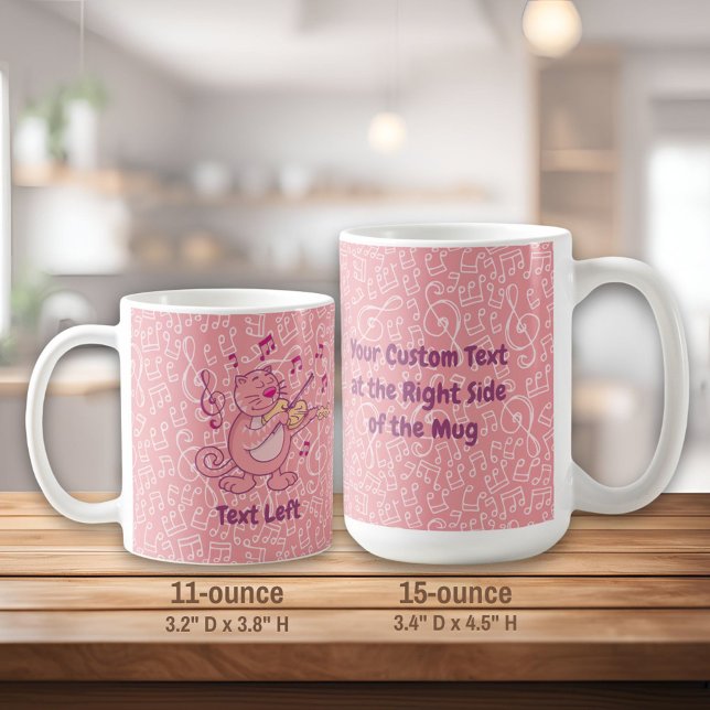 Taza De Café Gato rosa con violín (Subido por el creador)