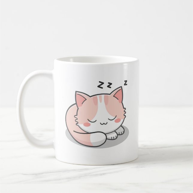 Taza De Café Gato rosa durmiente (Izquierda)