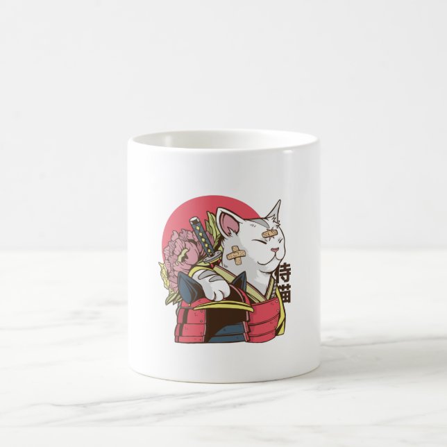 Taza De Café Gato Samurai - Gato vaporwave (Centro)