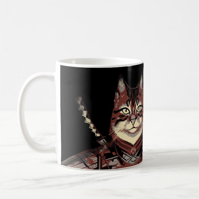 Taza De Café Gato Samurai Guerrero Japonés (Izquierda)