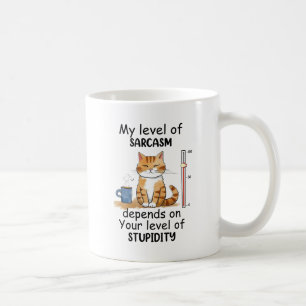Taza De Café Gato sarcástico - Gracioso arte Naranja