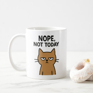 Taza De Café Gato Sarcástico - No. No Hoy. Animal antisocial