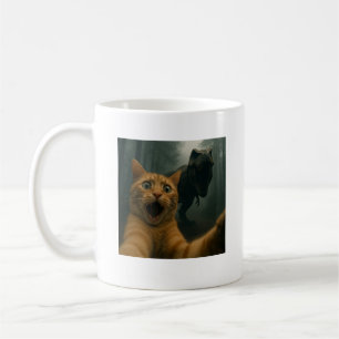 Taza De Café Gato Selfie con Comedia Animal de Dinosaurio T-Rex