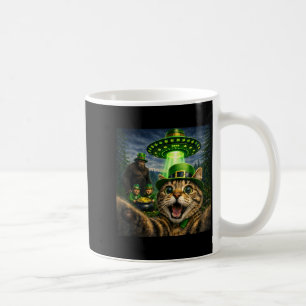 Taza De Café gato selfie del día de San Patricio con leprechaun