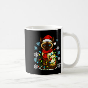 Taza De Café Gato siamés Amante del gato lindo Gato Navidad San