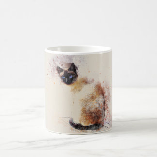 Taza De Café Gato siamés de la acuarela de moda