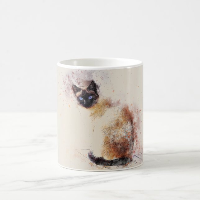 Taza De Café Gato siamés de la acuarela de moda (Centro)