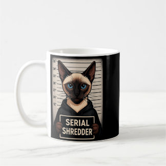 Taza De Café Gato siamés Destructor Serial Mugshot Mascota Dive