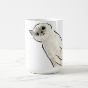 Taza De Café Gato siamés dibujado a mano con la cabeza inclinad