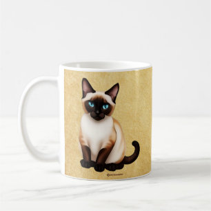 Taza De Café Gato siamés en papel viejo