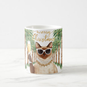 Taza De Café Gato siamés Navidad California temático
