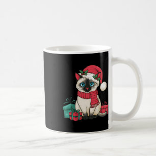 Taza De Café Gato siamés Navidad navideño en Navidad en Santa S