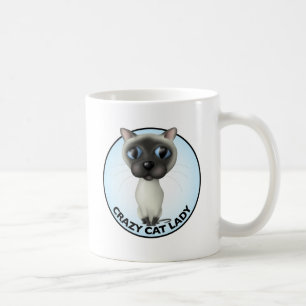 Taza De Café Gato siamés - señora loca del gato