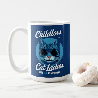 Taza De Café Gato sin niños Las damas votan Demócratas Azules E