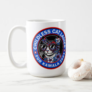 Taza De Café Gato sin niños Las Damas Votan Kamala US 2024 Dems