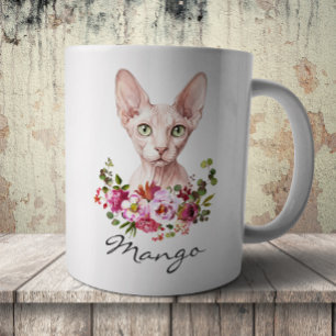 Taza De Café Gato Sphynx acuarela