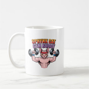 Taza De Café Gato Sphynx Compañero de Gimnasio Musculoso Dibujo