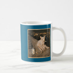 Taza De Café Gato Sphynx Fumando Mínimo Meme Divertido