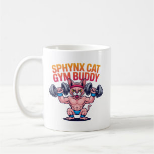 Taza De Café Gato Sphynx Musculoso Compañero de Gimnasio Dibujo