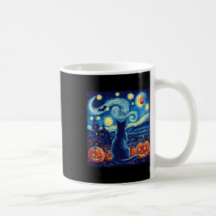 Taza De Café Gato Starry Night Van Gogh Cat Amantes Bats Pumpki