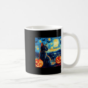 Taza De Café Gato Starry Night Van Gogh Cat Lover Bats Pumpkins