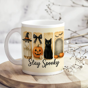 Taza De Café Gato "Stay Spooky" de broche de broche de hallowee