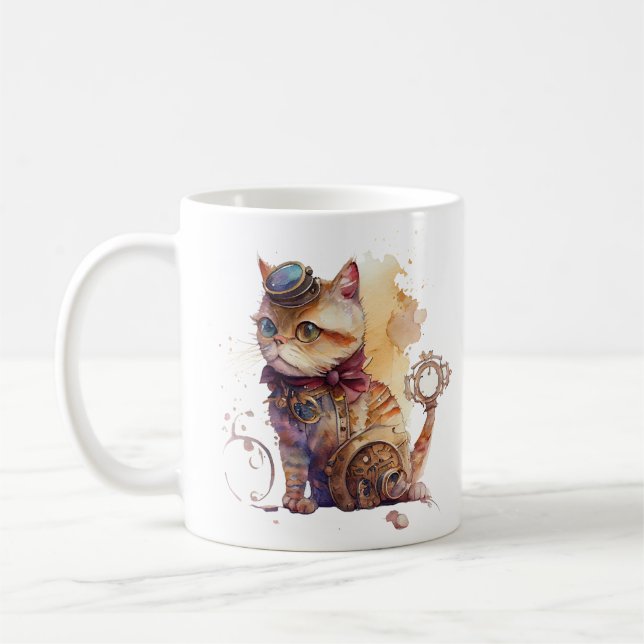 Taza De Café Gato Steampunk (Izquierda)