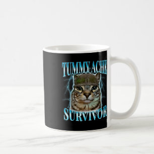 Taza De Café Gato Superviviente de Dolor de Barriga Meme Dicho