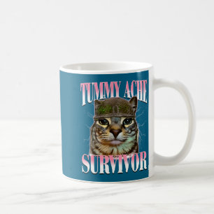 Taza De Café Gato Superviviente de Dolor de Barriga Meme Dicho 