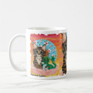 Taza De Café Gato Tabby Arte Dragón Li Mao Dragón de Jade