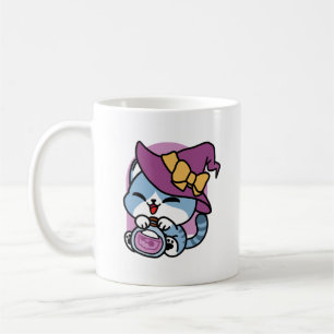Taza De Café Gato Tabby de Halloween – Arte de Sombrero de Bruj