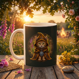 Taza De Café Gato Tabby Solsticio Cottagecore Verano