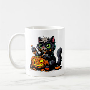 Taza De Café Gato tallador de calabaza de Halloween