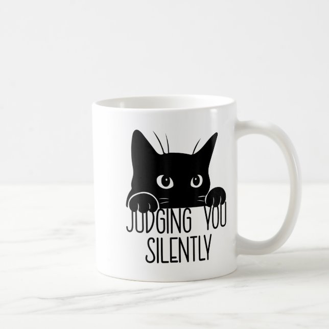 Taza De Café Gato te juzga silenciosamente, divertido papá de g (Derecha)