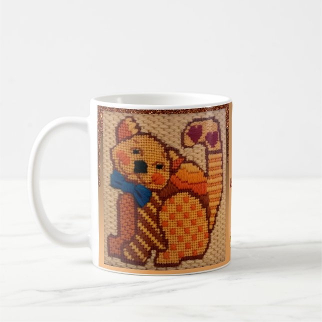 Taza De Café Gato texturado feliz y encantador (Izquierda)