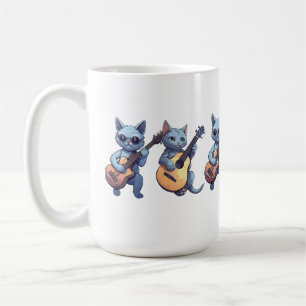 Taza De Café Gato tocando guitarra, amante del gato