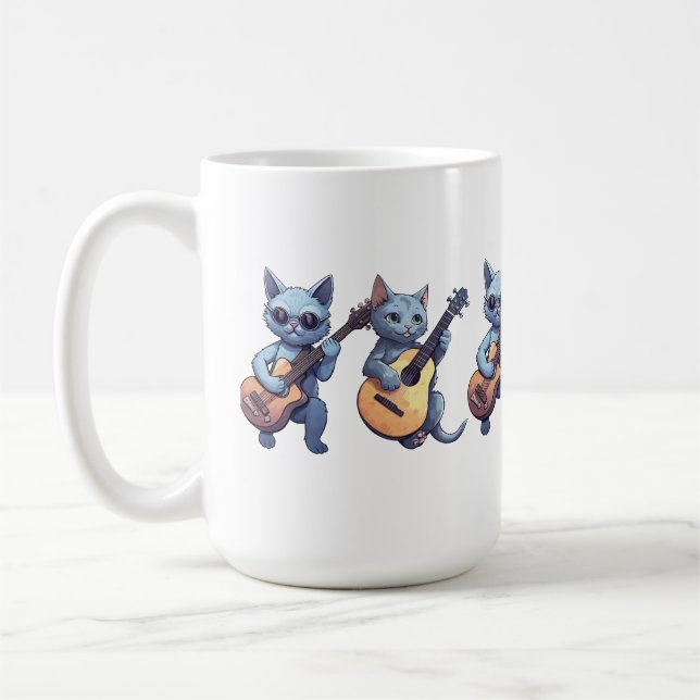 Taza De Café Gato tocando guitarra, amante del gato (Izquierda)