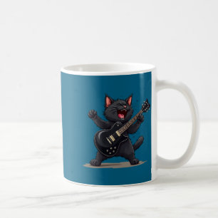 Taza De Café Gato tocando guitarra rock and roll estrella de ro