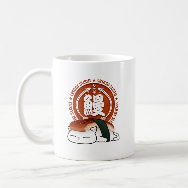 Taza De Café Gato Unagi Eel Sushi (Izquierda)