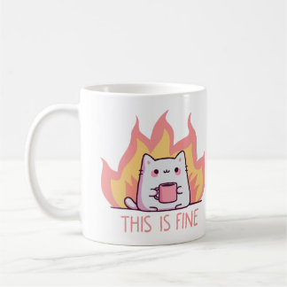 Taza De Café Gato Uno Fuego Esto Está Bien