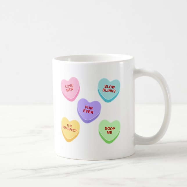 Taza De Café Gato Valentine Candy Hearts Mug (Derecha)