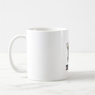 Taza De Café Gato Vaquero Patriótico Mewica Diseño Vector Vinta