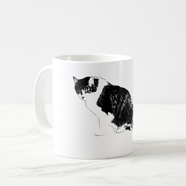 Taza De Café Gato Vector Audaz Trae Enfoque a Cada Sorbo (Anverso izquierdo)