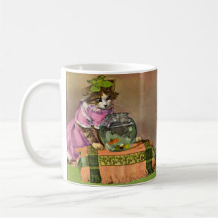 Taza De Café gato vestido y pecera