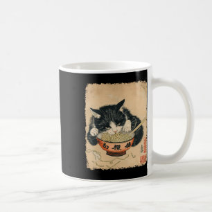 Taza De Café Gato vintage comiendo fideos Ramen Otaku Japa